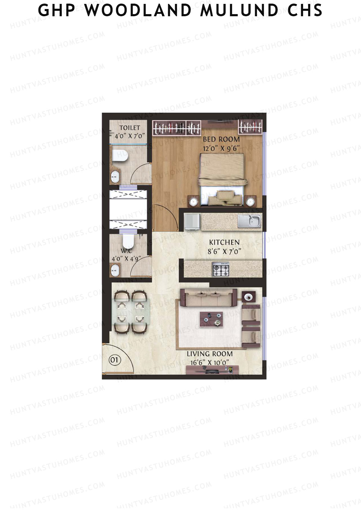 GHP Woodland Mulund CHS Tower A Unit 1 Floor Plan