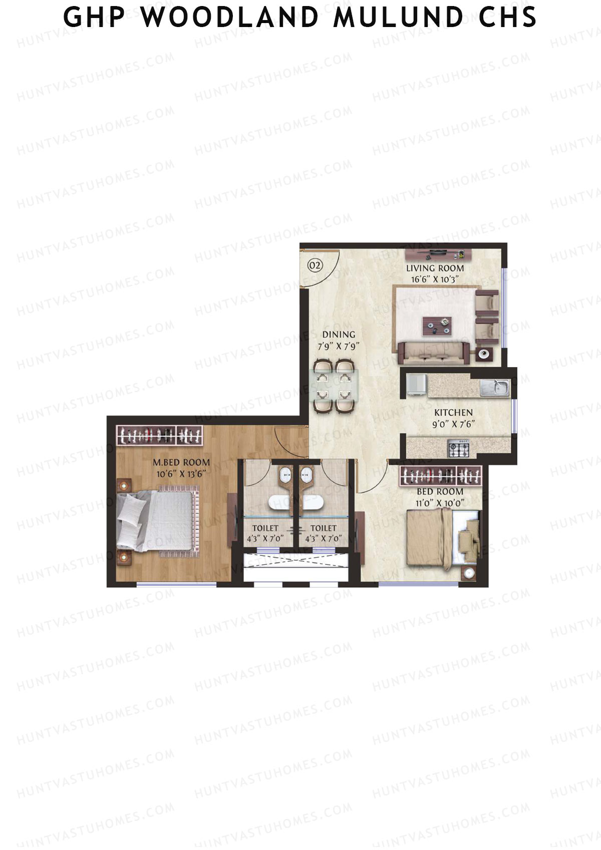 GHP Woodland Mulund CHS Tower A Unit 2 Floor Plan