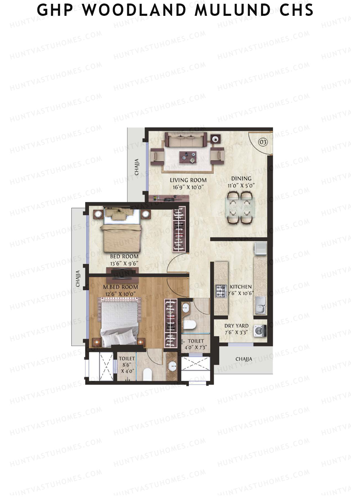 GHP Woodland Mulund CHS Tower A Unit 3 Floor Plan