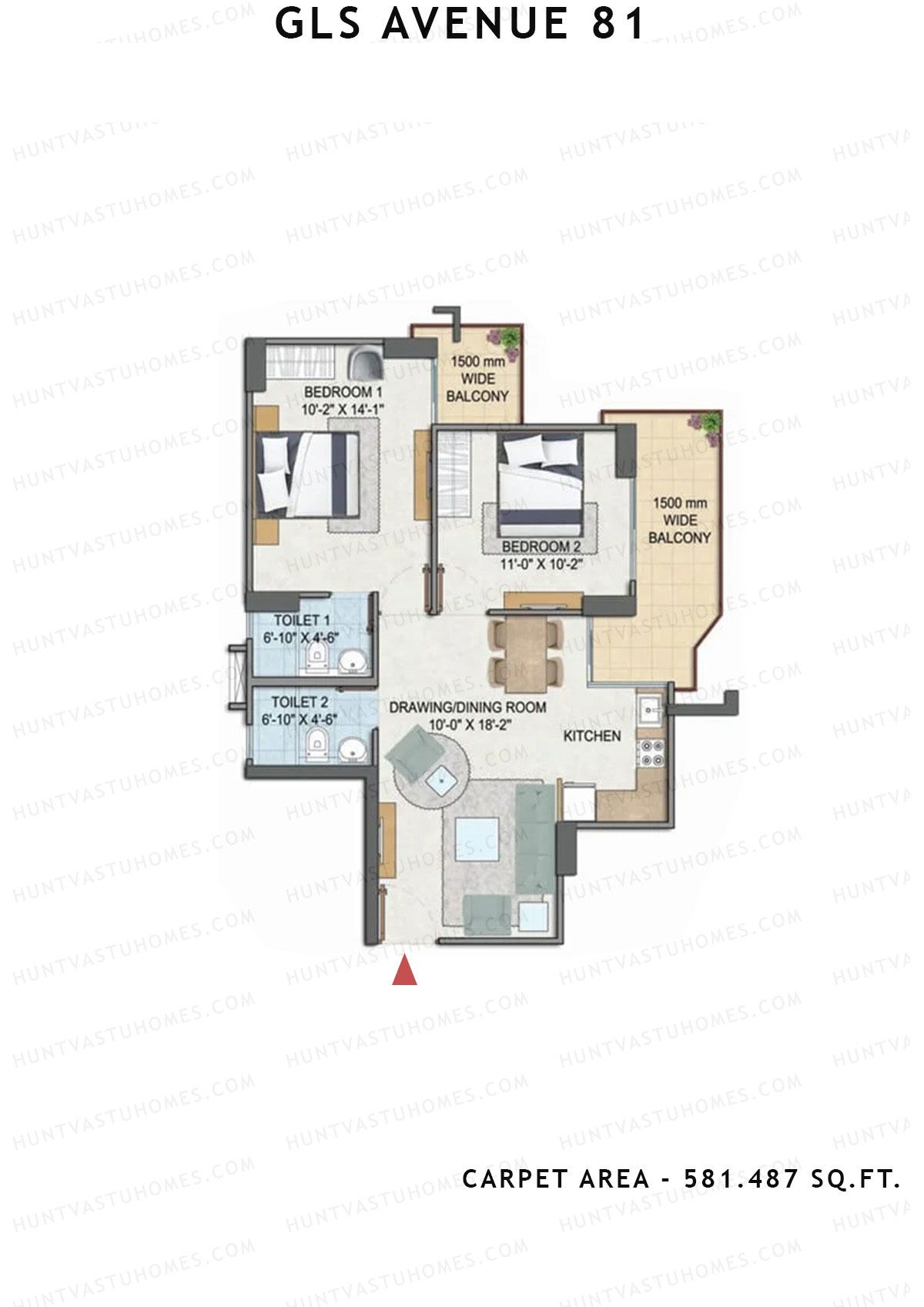 GLS Avenue 81 Tower E Unit 1 Floor Plan