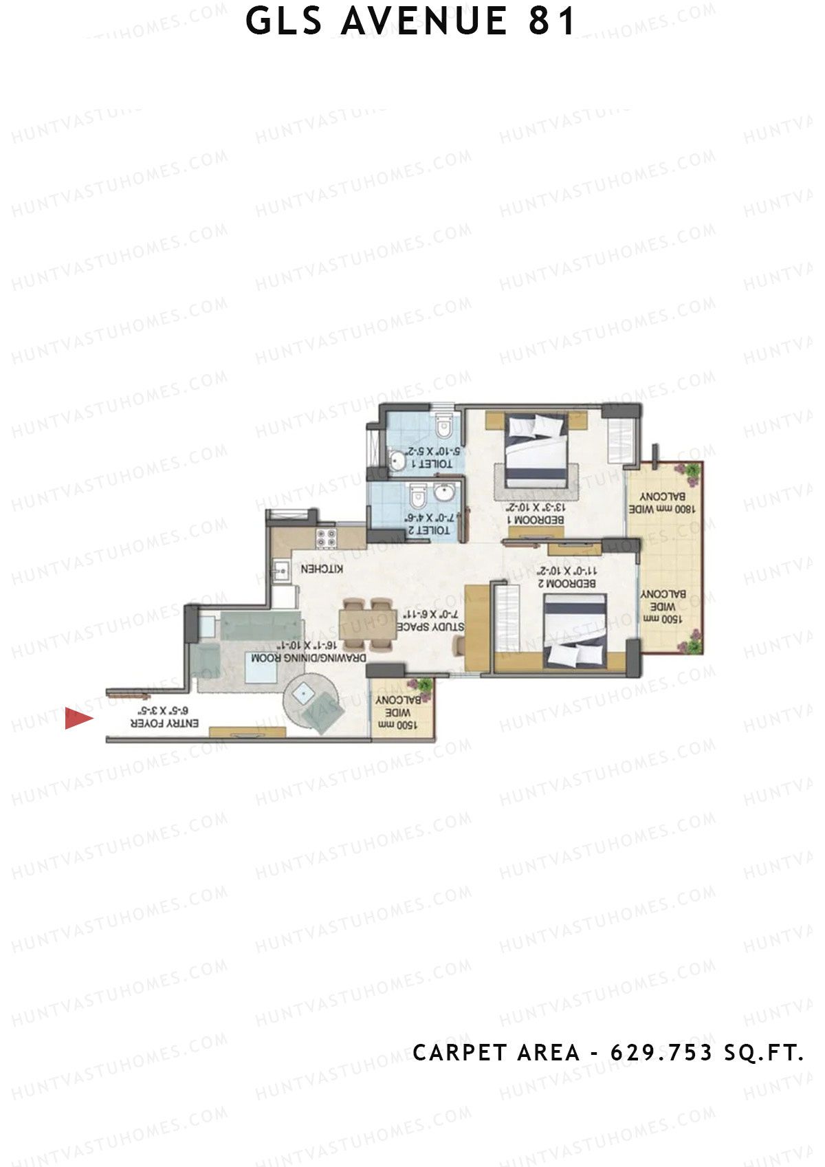 GLS Avenue 81 Tower E Unit 2 (Type A) Floor Plan