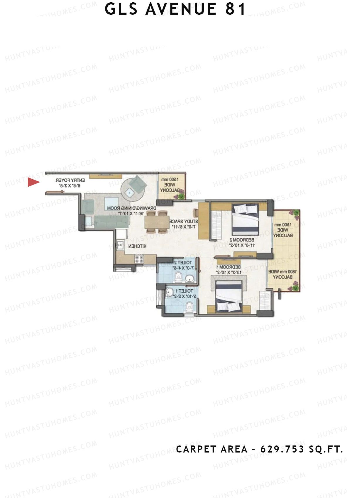 GLS Avenue 81 Tower E Unit 3 (Type A) Floor Plan
