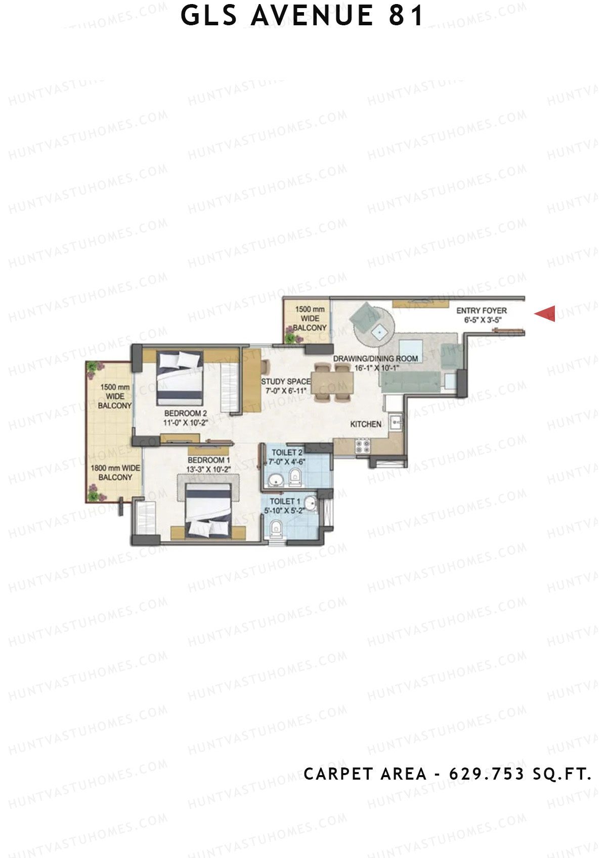 GLS Avenue 81 Tower E Unit 6 (Type A) Floor Plan