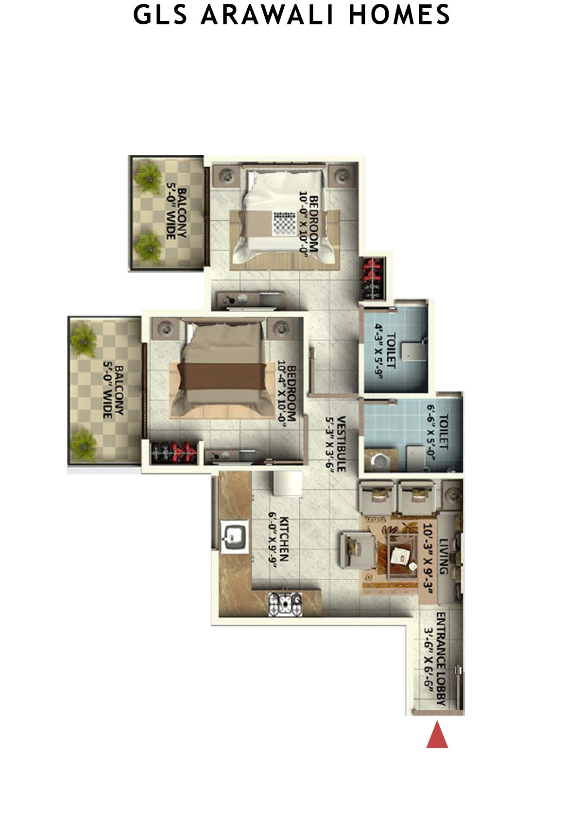Gls Arawali Homes Tower 8 Unit 1 (Type 1) Floor Plan