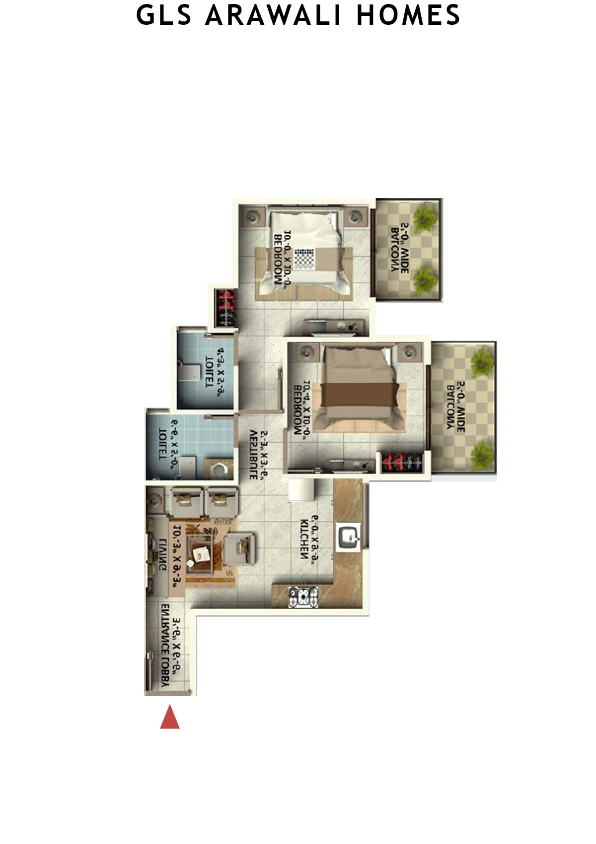 Gls Arawali Homes Tower 8 Unit 2 (Type 1) Floor Plan