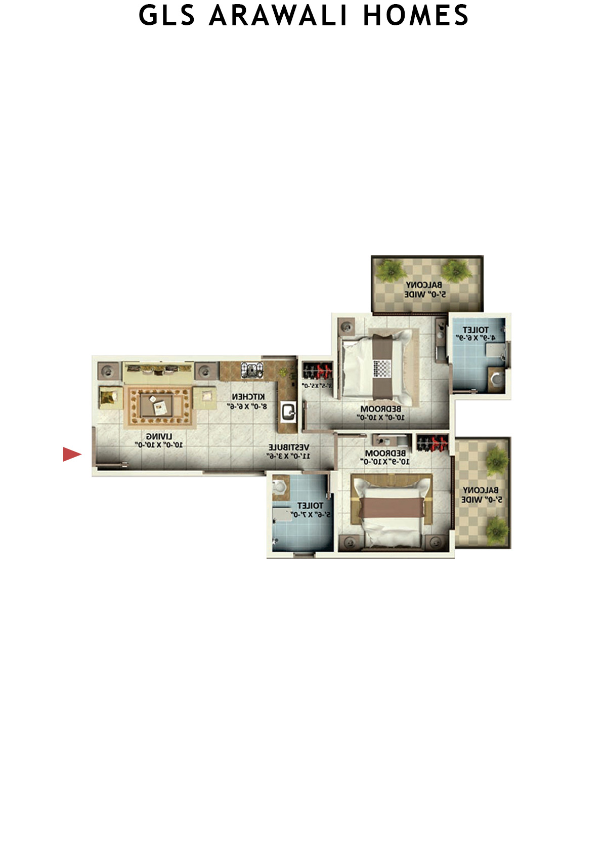 Gls Arawali Homes Tower 8 Unit 3 (Type 2) Floor Plan