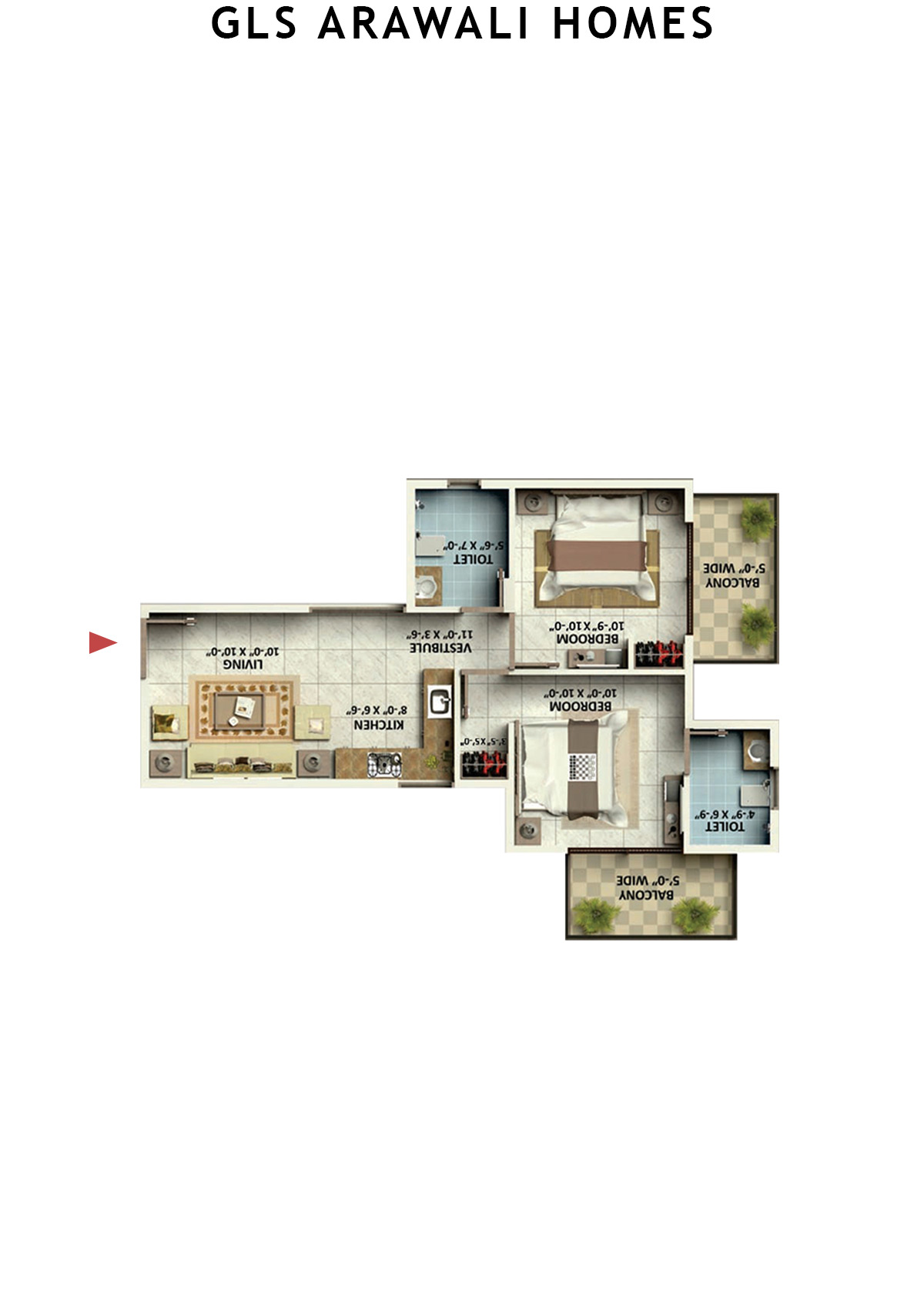 Gls Arawali Homes Tower 8 Unit 4 (Type 2) Floor Plan