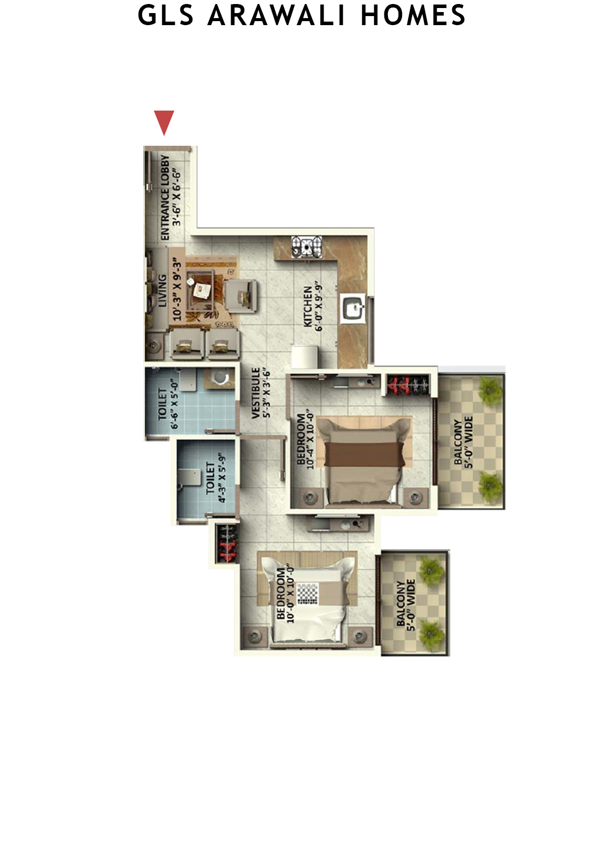 Gls Arawali Homes Tower 8 Unit 5 (Type 1) Floor Plan