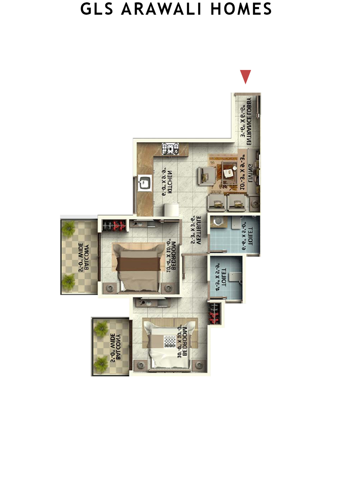 Gls Arawali Homes Tower 8 Unit 6 (Type 1) Floor Plan