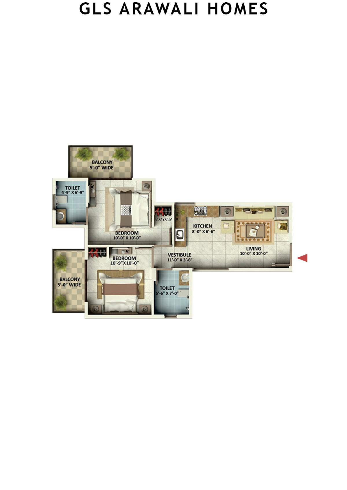 Gls Arawali Homes Tower 8 Unit 8 (Type 2) Floor Plan