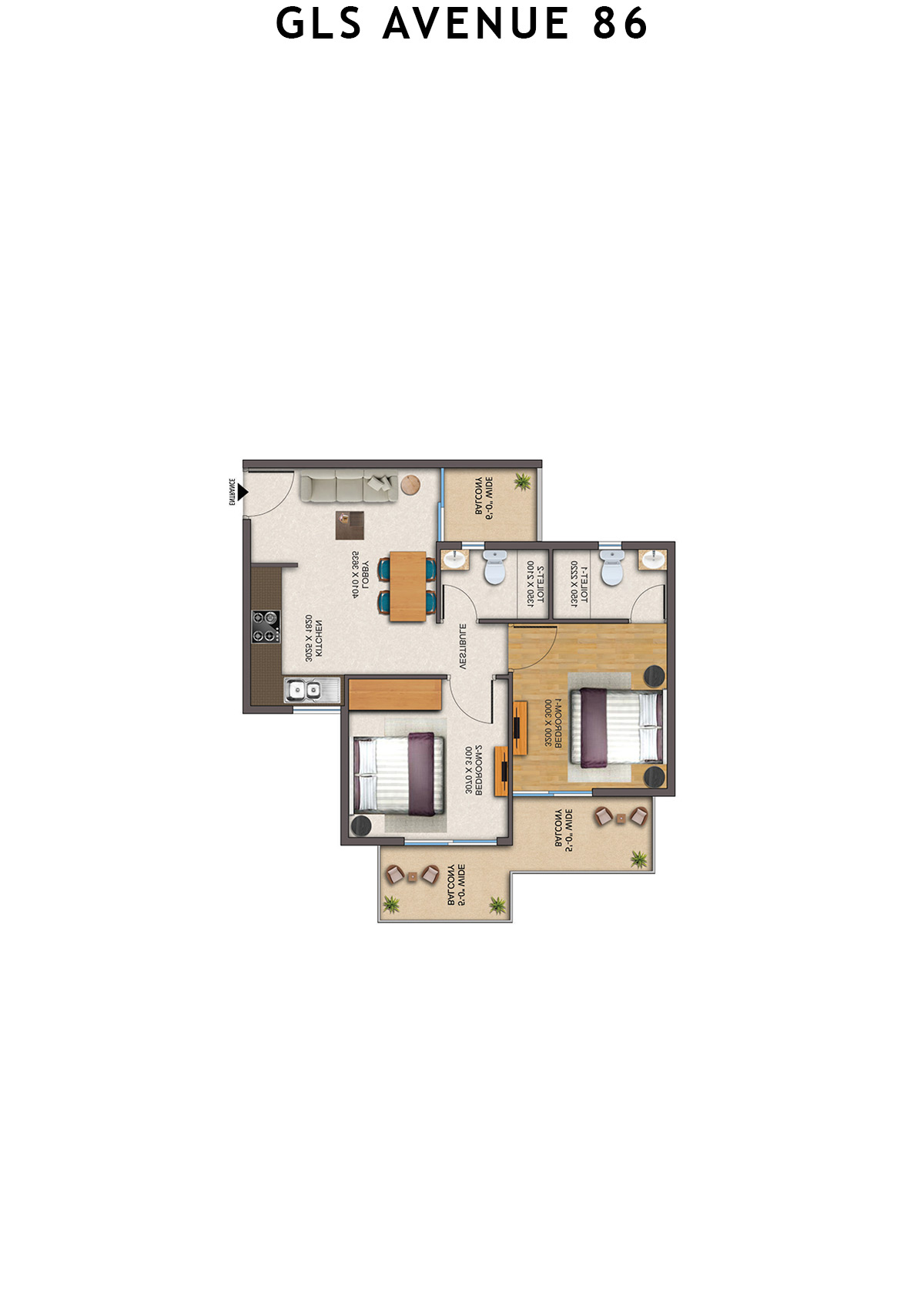 Gls Avenue 86 Tower 4 Unit 5 (Type 3 ) Floor Plan
