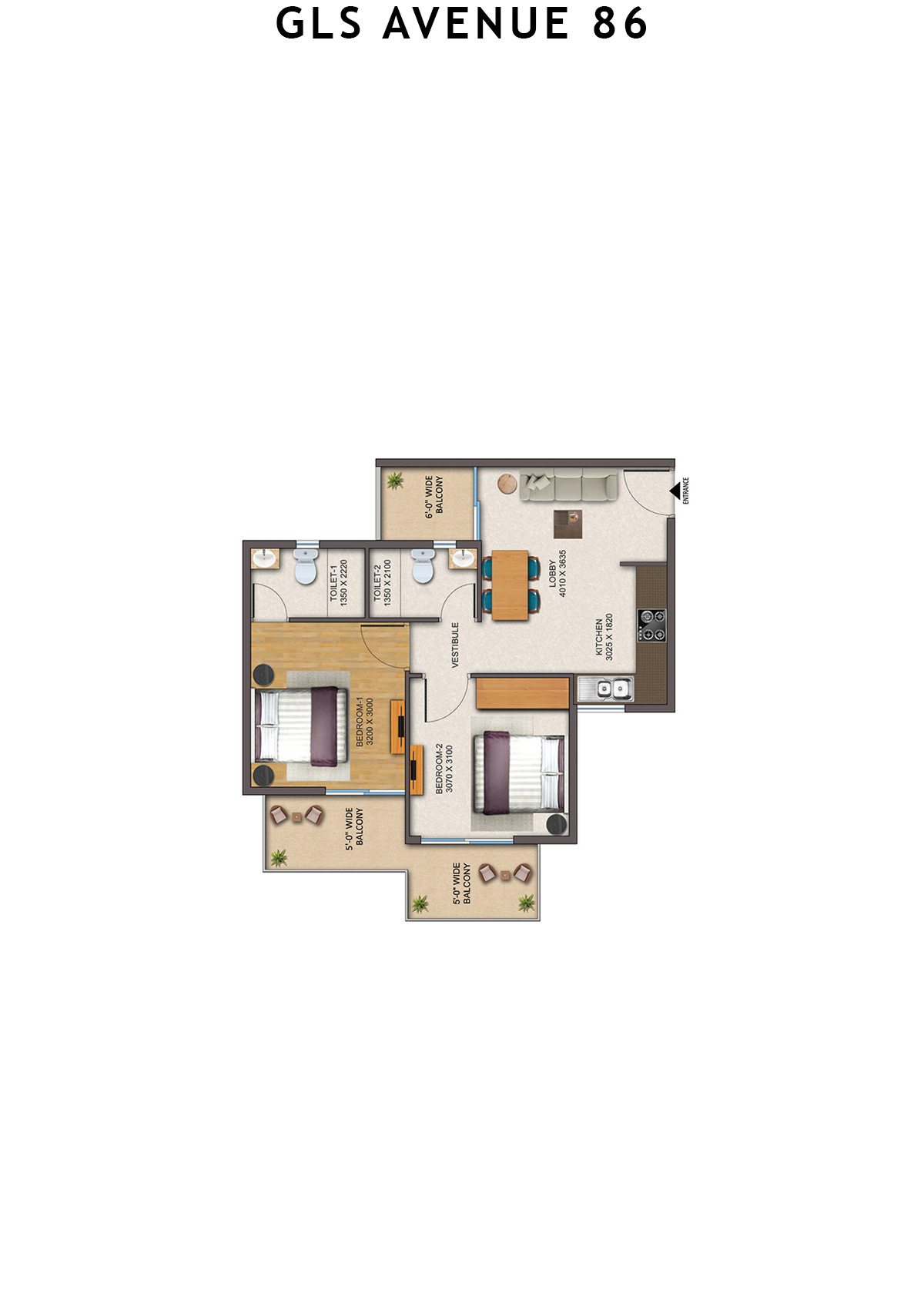 Gls Avenue 86 Tower 4 Unit 8 (Type 3 ) Floor Plan