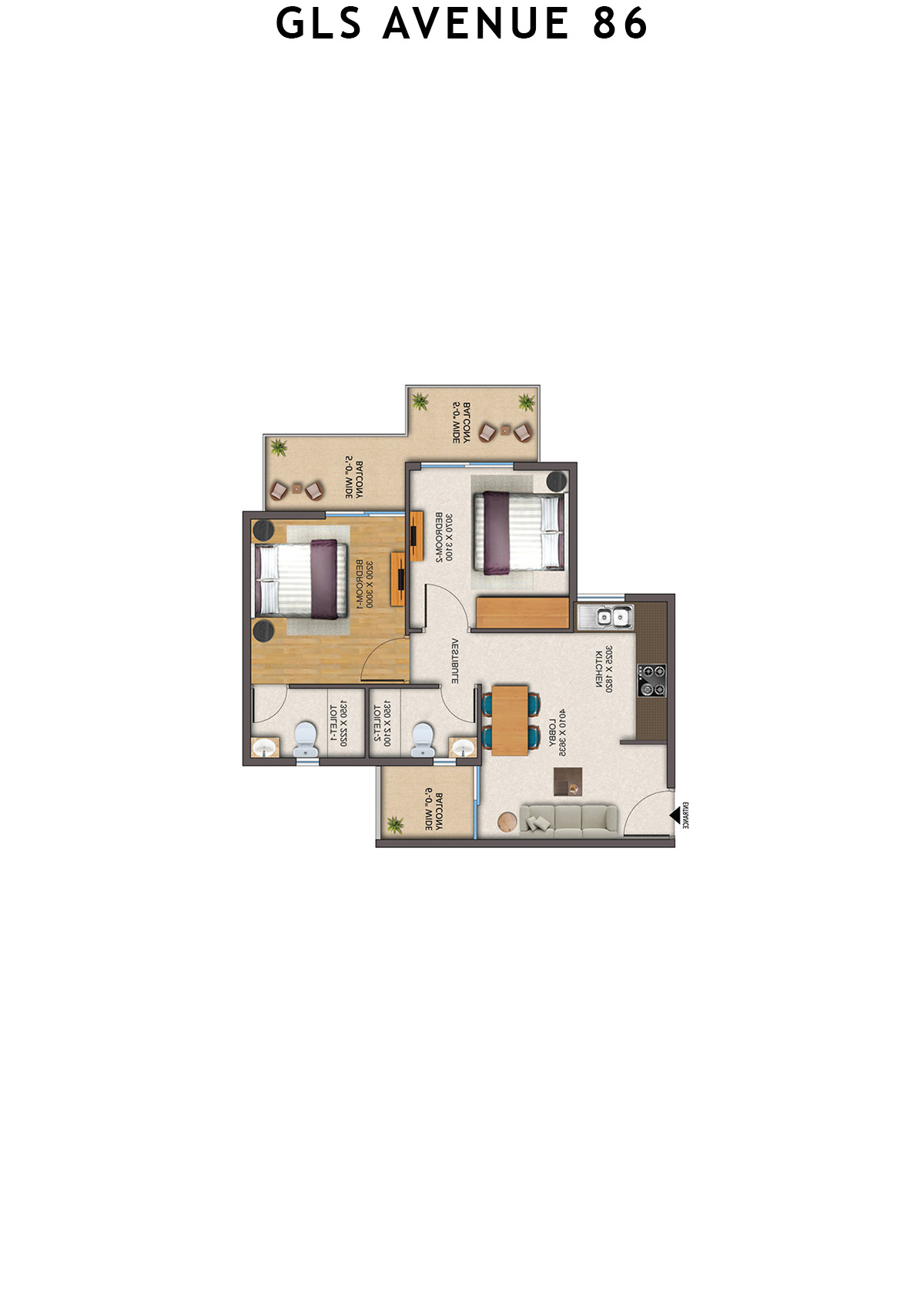 Gls Avenue 86 Tower 5 Unit 1 (Type 3 ) Floor Plan