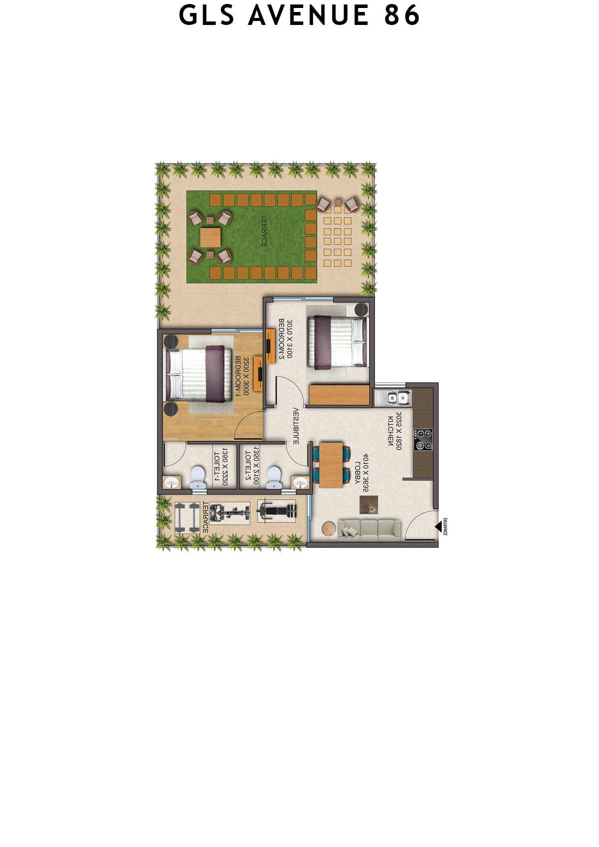 Gls Avenue 86 Tower 5 Unit 1 (Type 3P ) Floor Plan