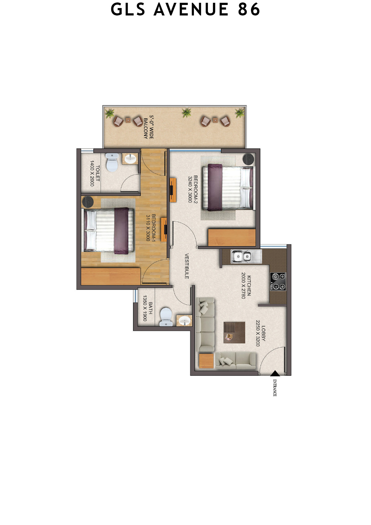 Gls Avenue 86 Tower 5 Unit 3 (Type 5 ) Floor Plan