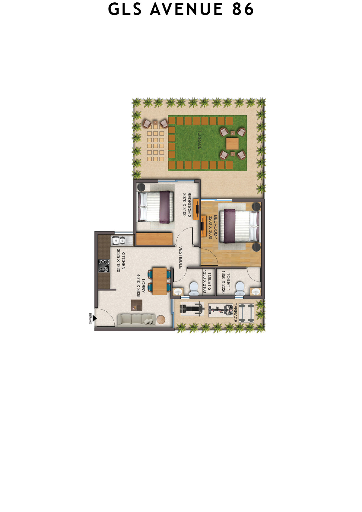 Gls Avenue 86 Tower 5 Unit 5 (Type 3P ) Floor Plan