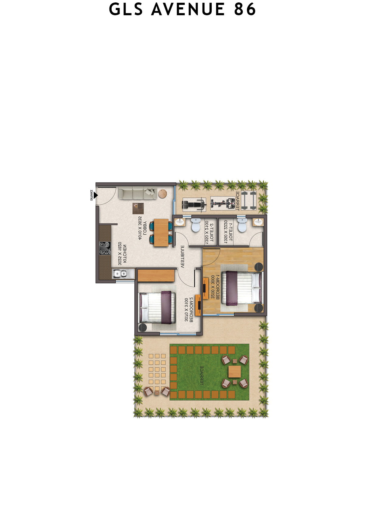Gls Avenue 86 Tower 5 Unit 6 (Type 3P ) Floor Plan