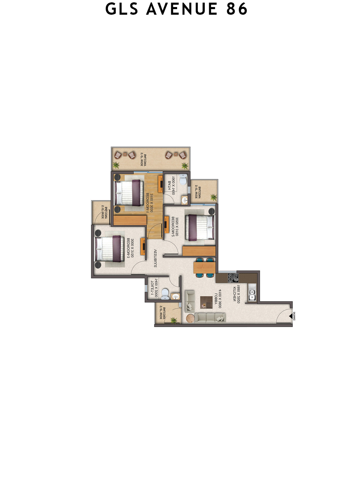 Gls Avenue 86 Tower 6 Unit 1 (Type 1 ) Floor Plan