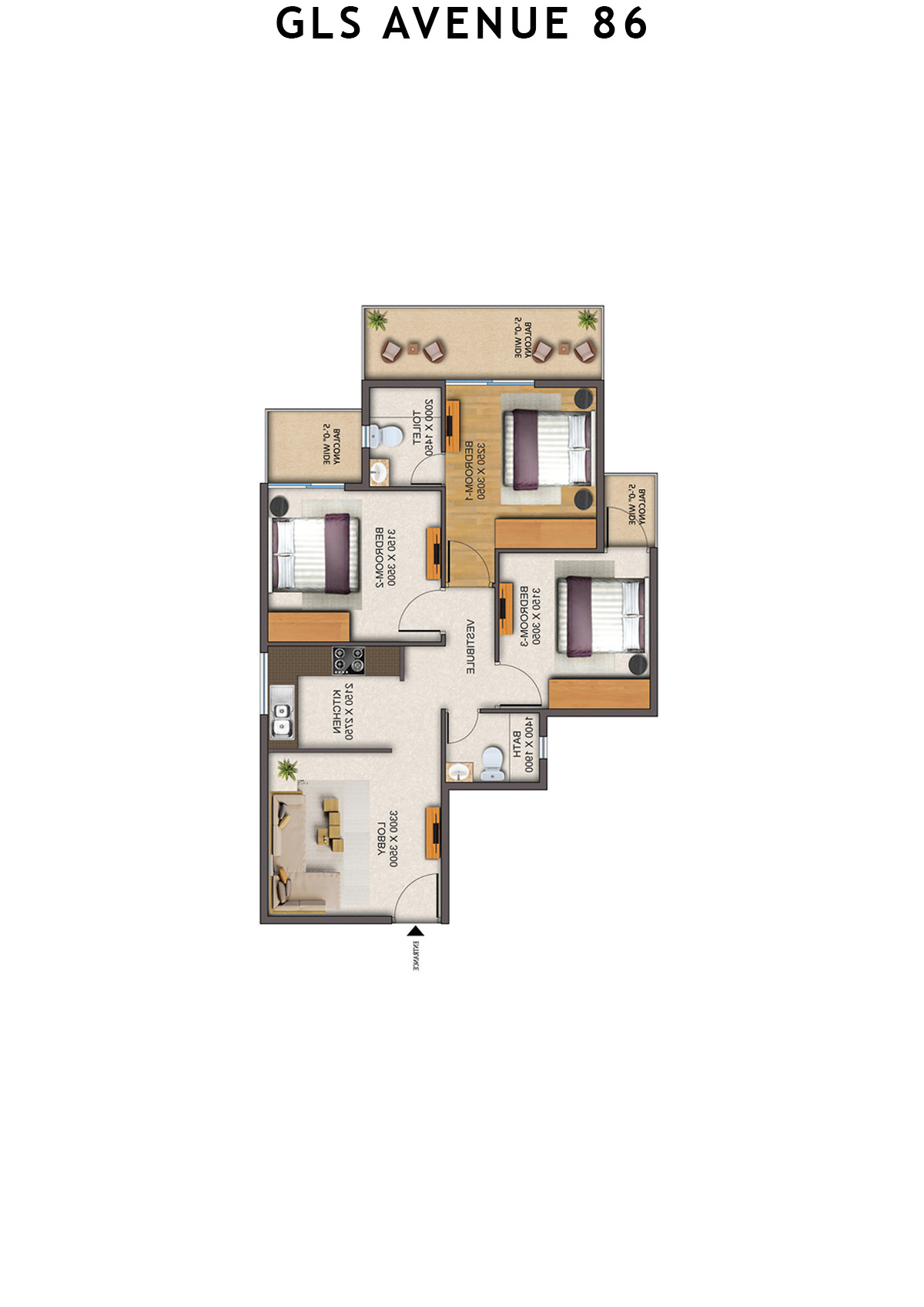 Gls Avenue 86 Tower 6 Unit 2 (Type 2 ) Floor Plan