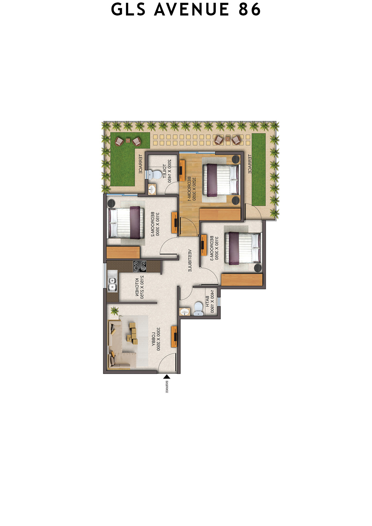 Gls Avenue 86 Tower 6 Unit 2 (Type 2P ) Floor Plan