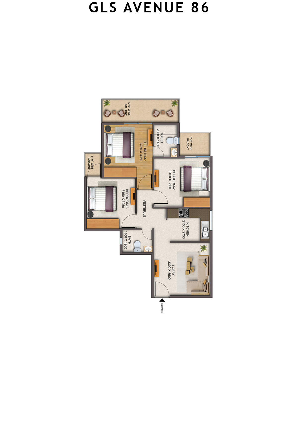 Gls Avenue 86 Tower 6 Unit 3 (Type 2 ) Floor Plan