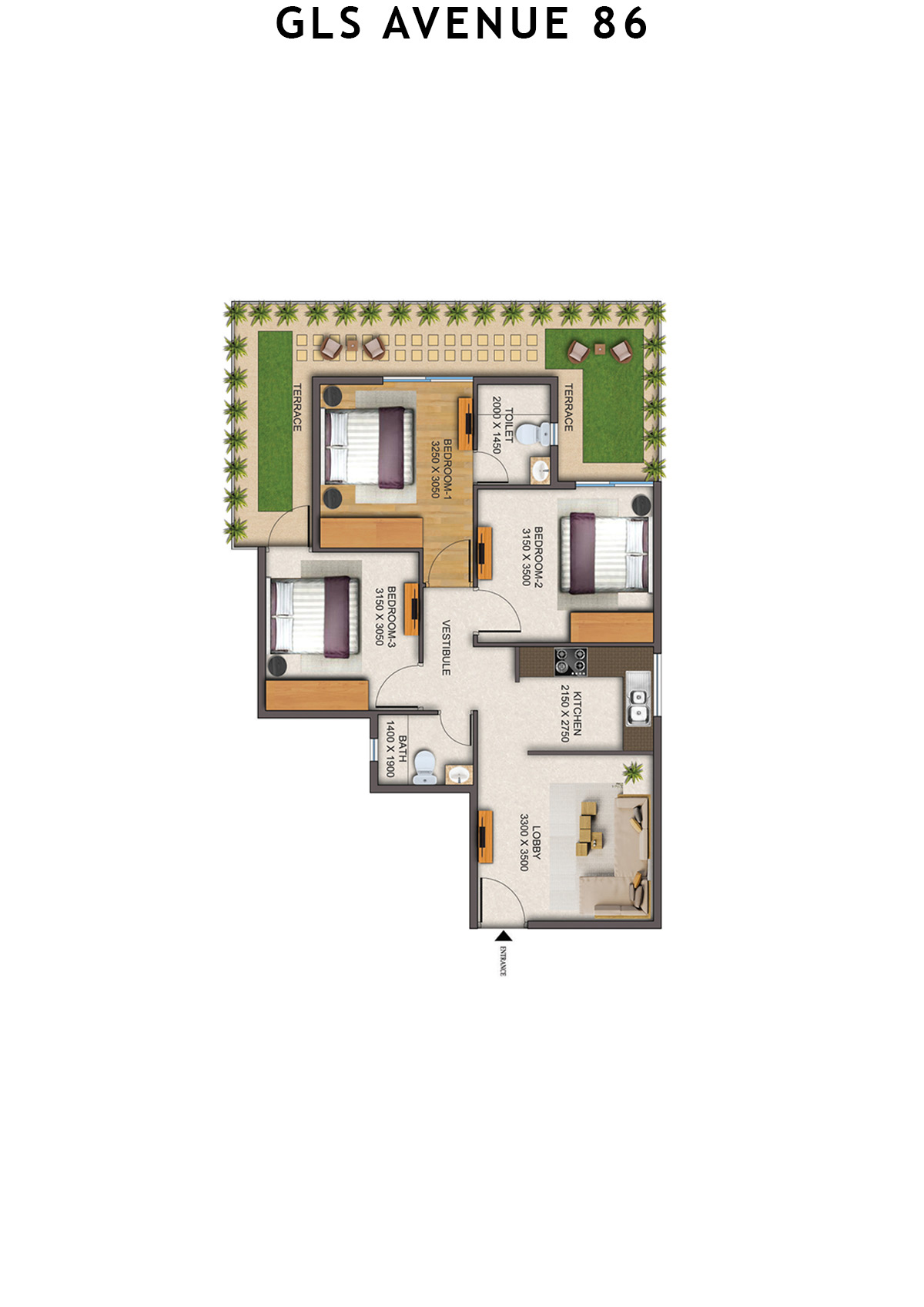 Gls Avenue 86 Tower 6 Unit 3 (Type 2P ) Floor Plan