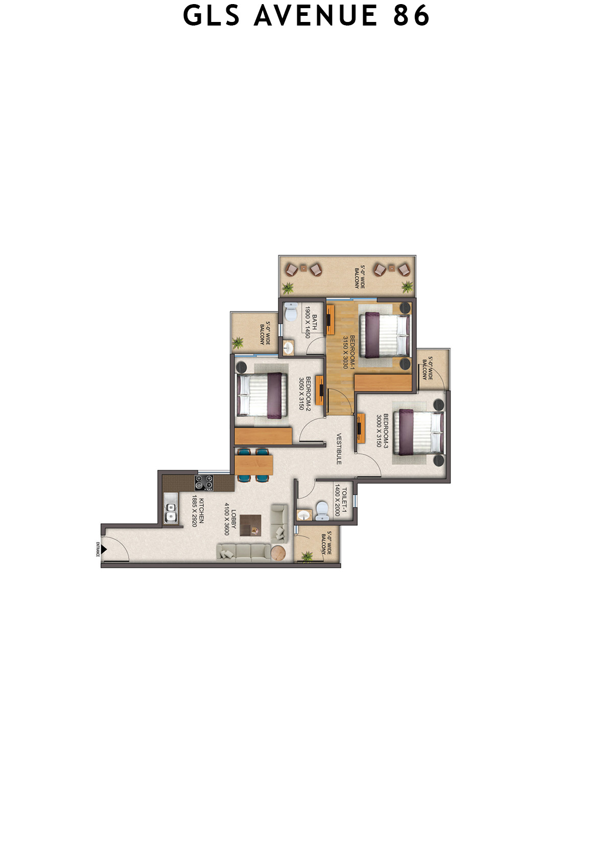 Gls Avenue 86 Tower 6 Unit 4 (Type 1 ) Floor Plan