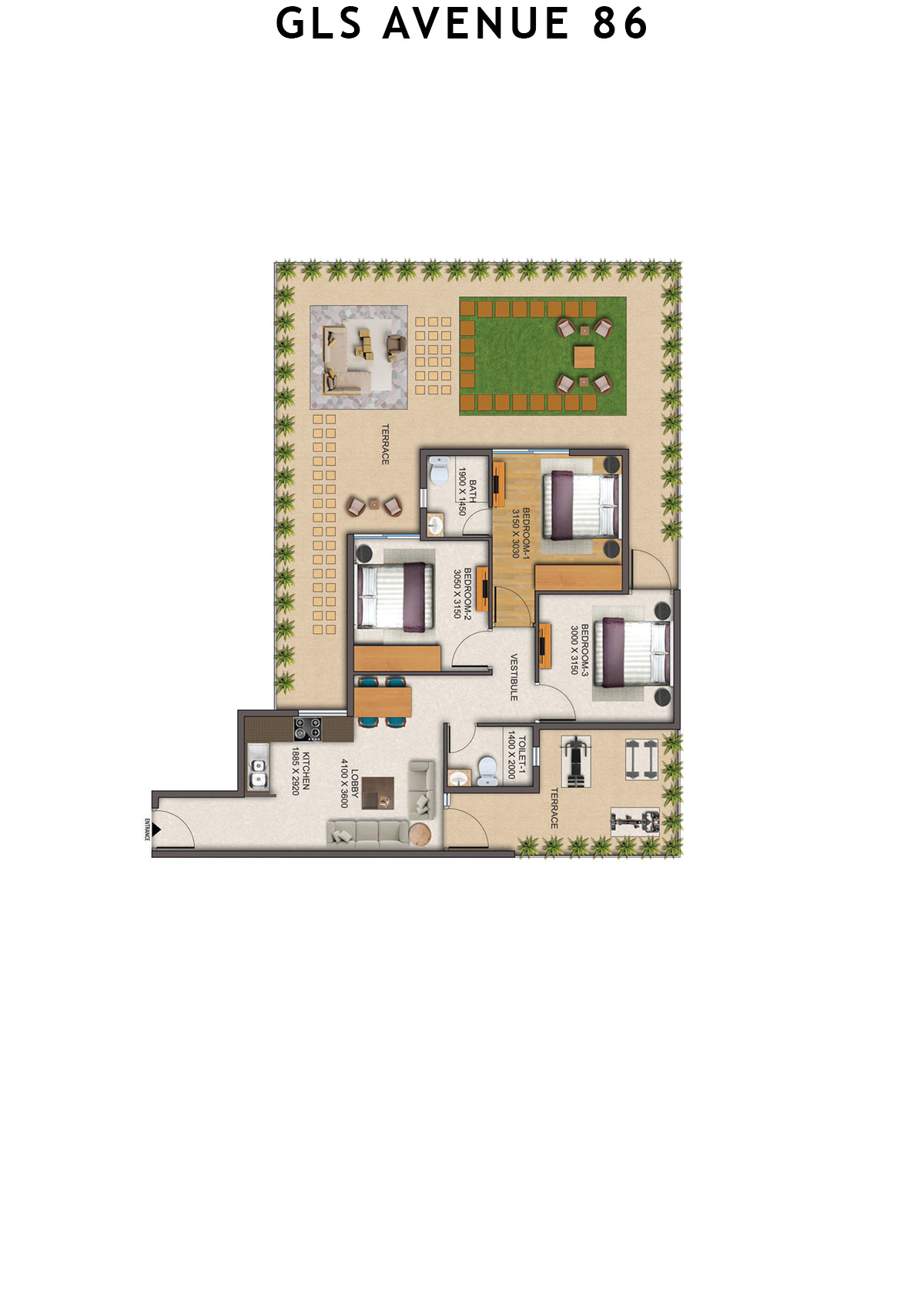 Gls Avenue 86 Tower 6 Unit 4 (Type 1P ) Floor Plan
