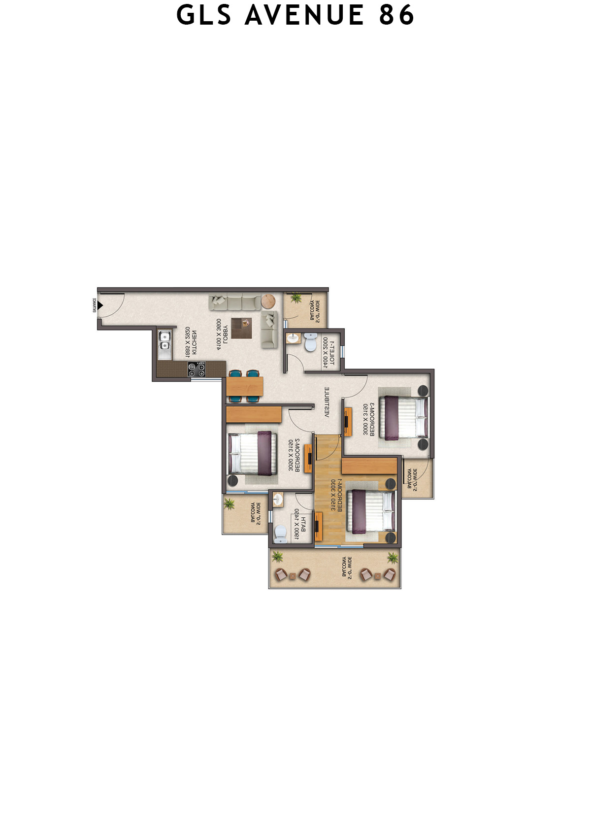 Gls Avenue 86 Tower 6 Unit 5 (Type 1 ) Floor Plan