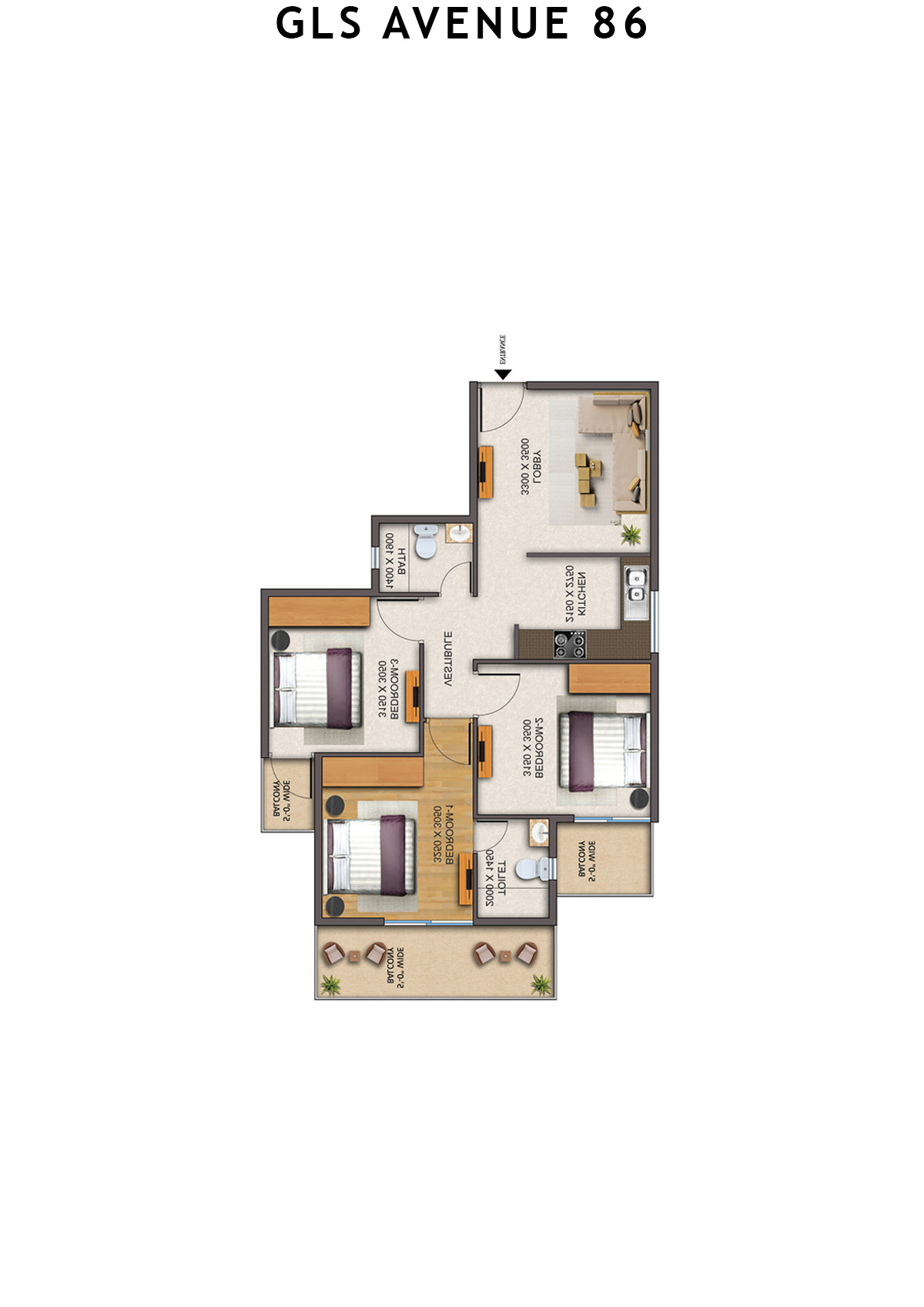 Gls Avenue 86 Tower 6 Unit 6 (Type 2 ) Floor Plan