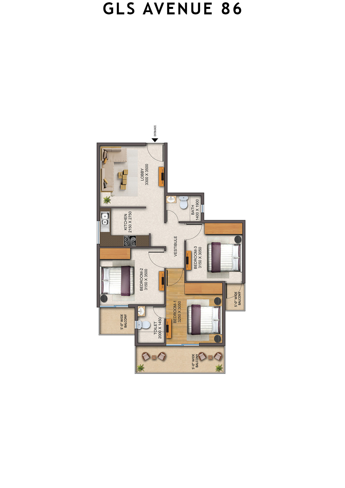 Gls Avenue 86 Tower 6 Unit 7 (Type 2 ) Floor Plan