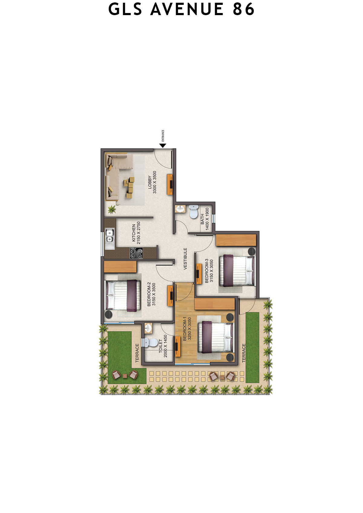 Gls Avenue 86 Tower 6 Unit 7 (Type 2P ) Floor Plan