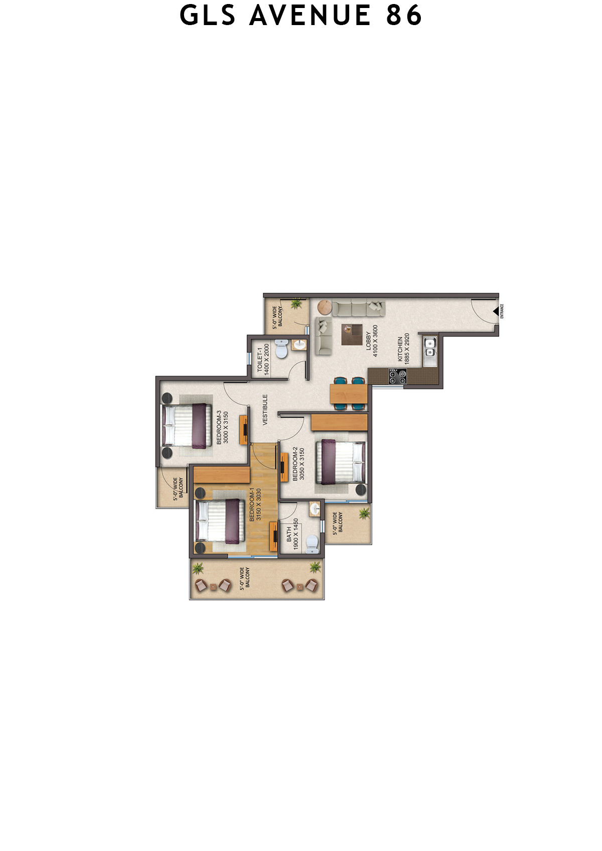 Gls Avenue 86 Tower 6 Unit 8 (Type 1 ) Floor Plan