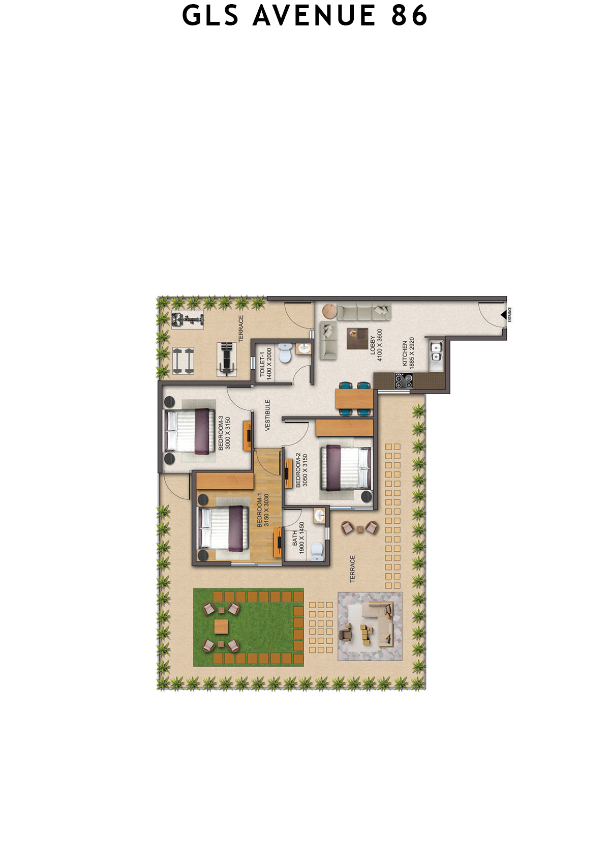 Gls Avenue 86 Tower 6 Unit 8 (Type 1P ) Floor Plan