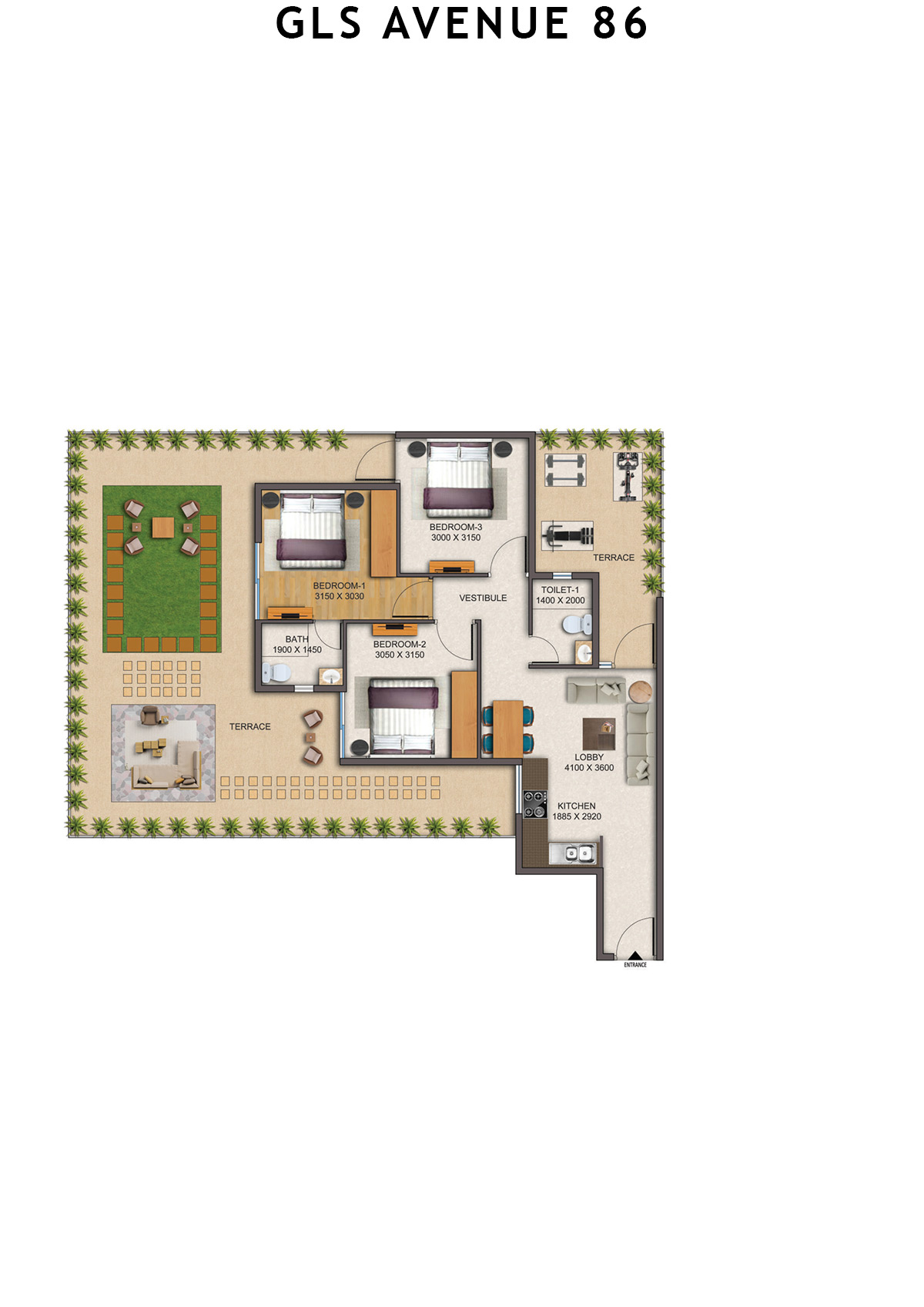 Gls Avenue 86 Tower 8 Unit 1 (Type 1P ) Floor Plan