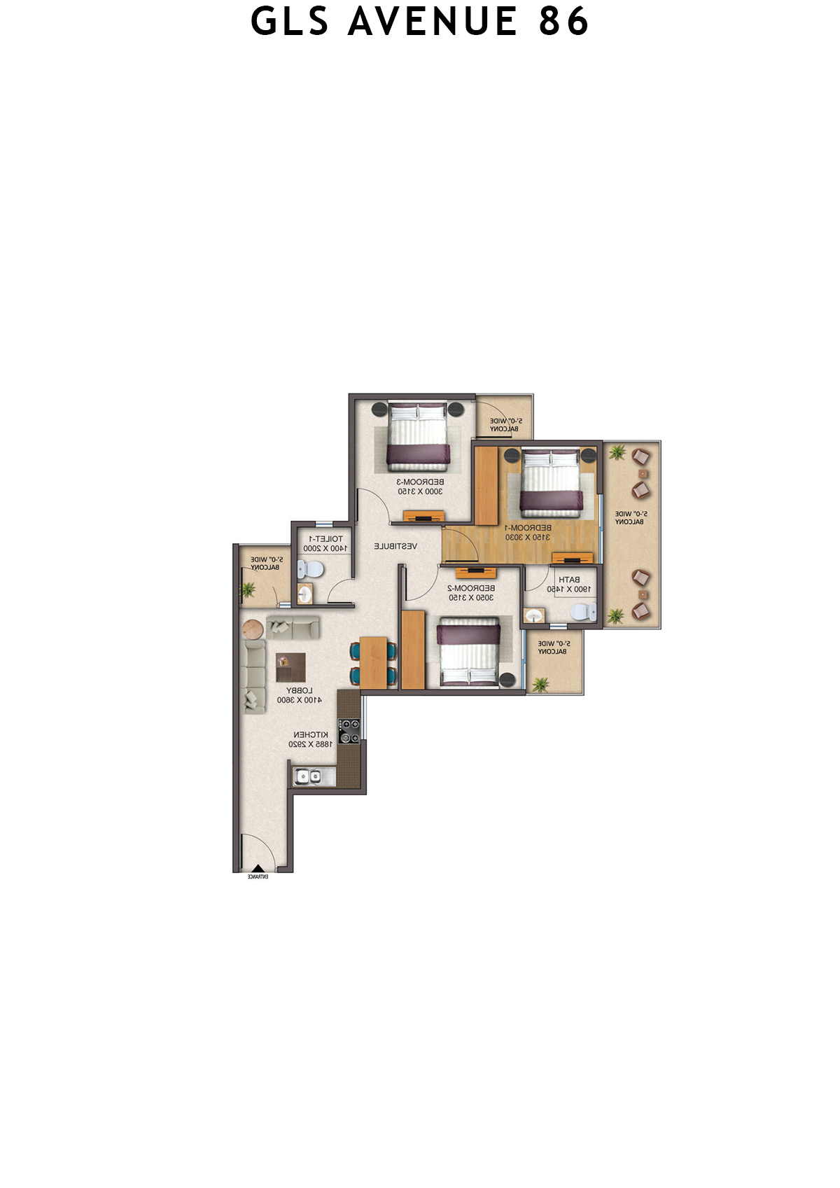 Gls Avenue 86 Tower 8 Unit 2 (Type 1 ) Floor Plan