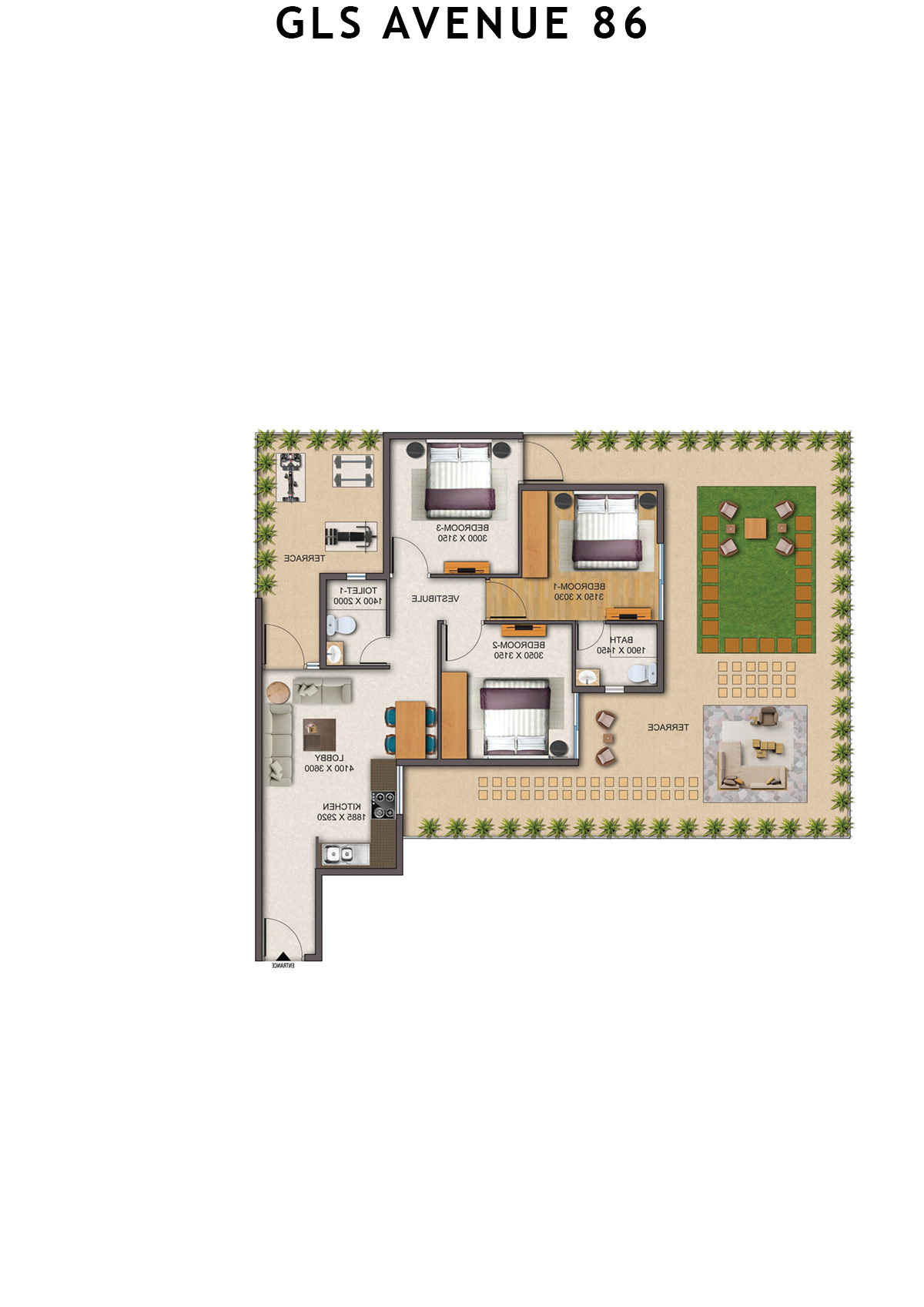 Gls Avenue 86 Tower 8 Unit 2 (Type 1P ) Floor Plan