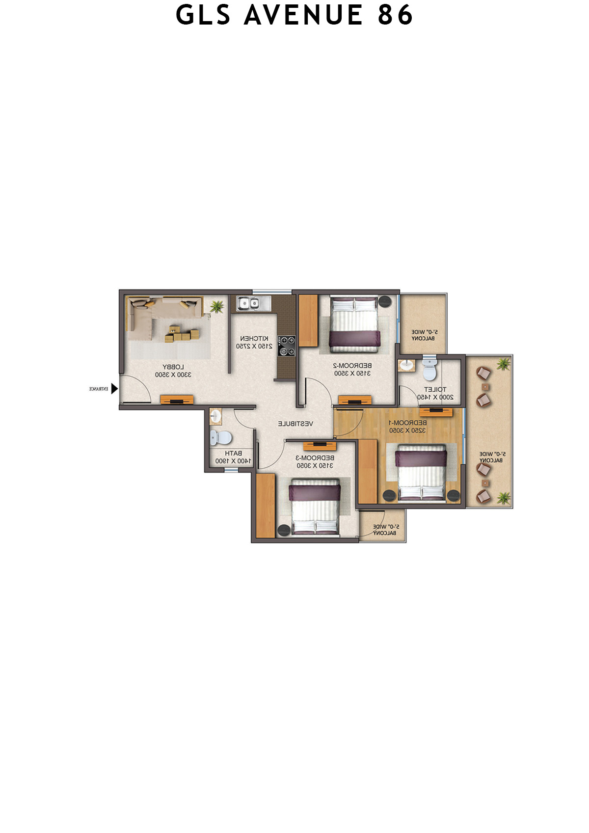 Gls Avenue 86 Tower 8 Unit 3 (Type 2 ) Floor Plan
