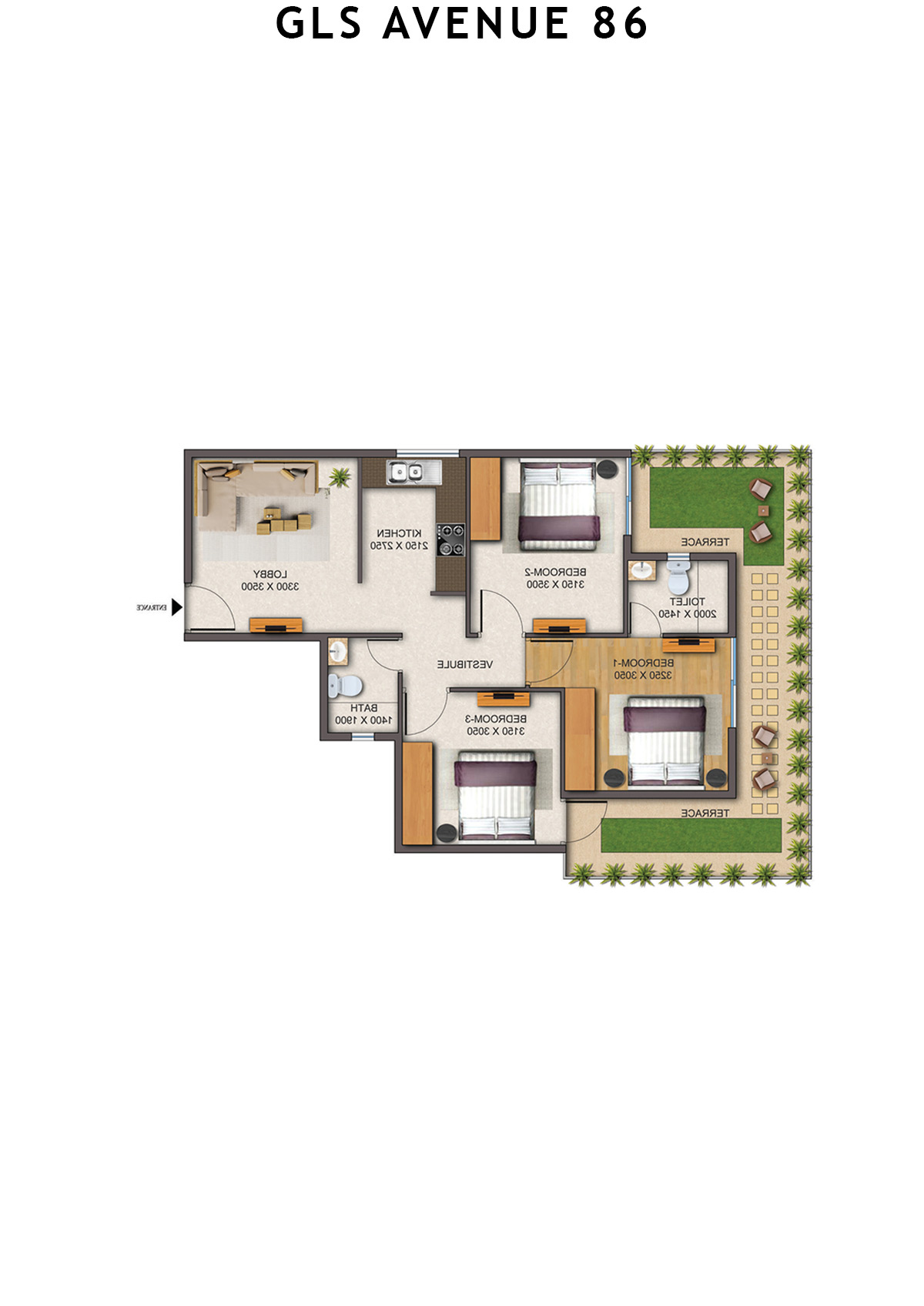 Gls Avenue 86 Tower 8 Unit 3 (Type 2P ) Floor Plan