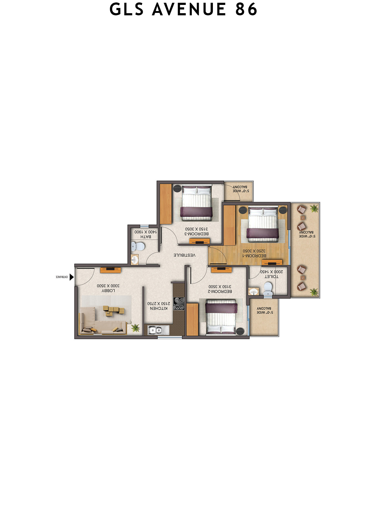 Gls Avenue 86 Tower 8 Unit 4 (Type 2 ) Floor Plan