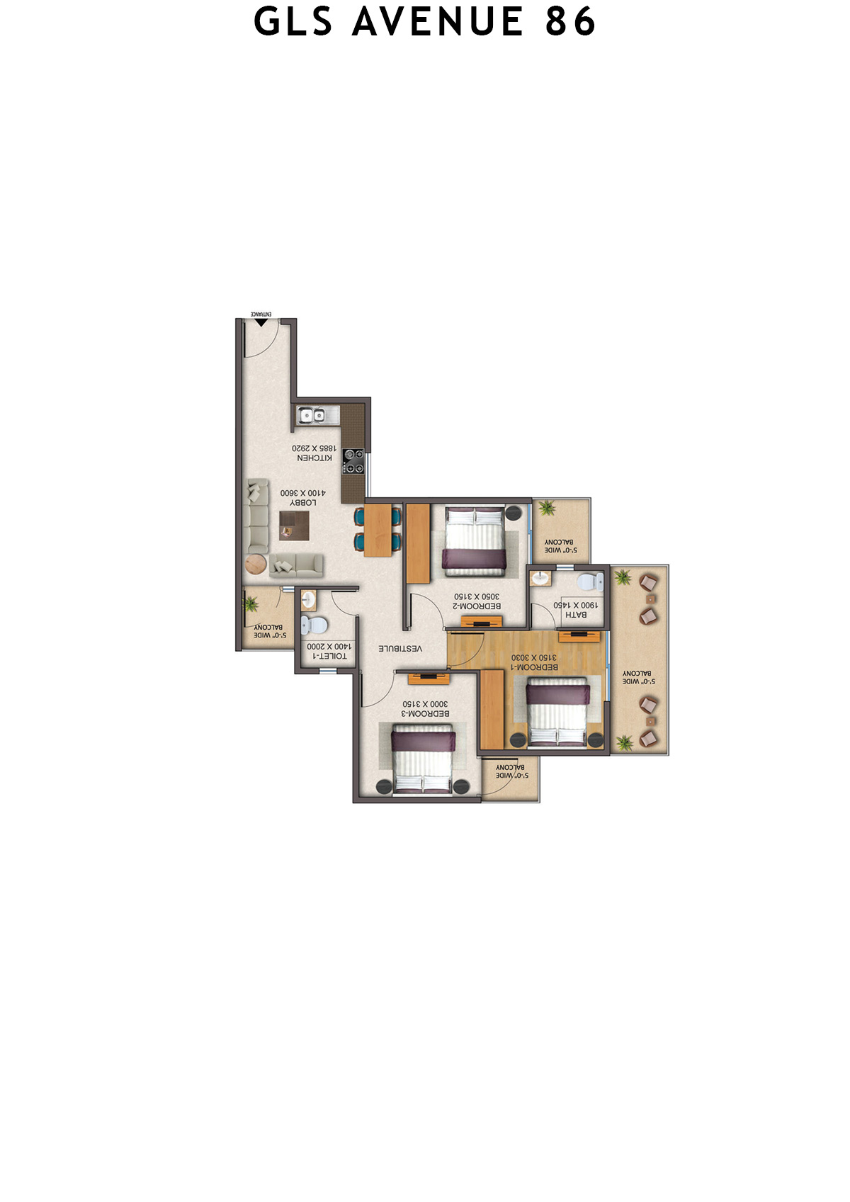 Gls Avenue 86 Tower 8 Unit 5 (Type 1 ) Floor Plan