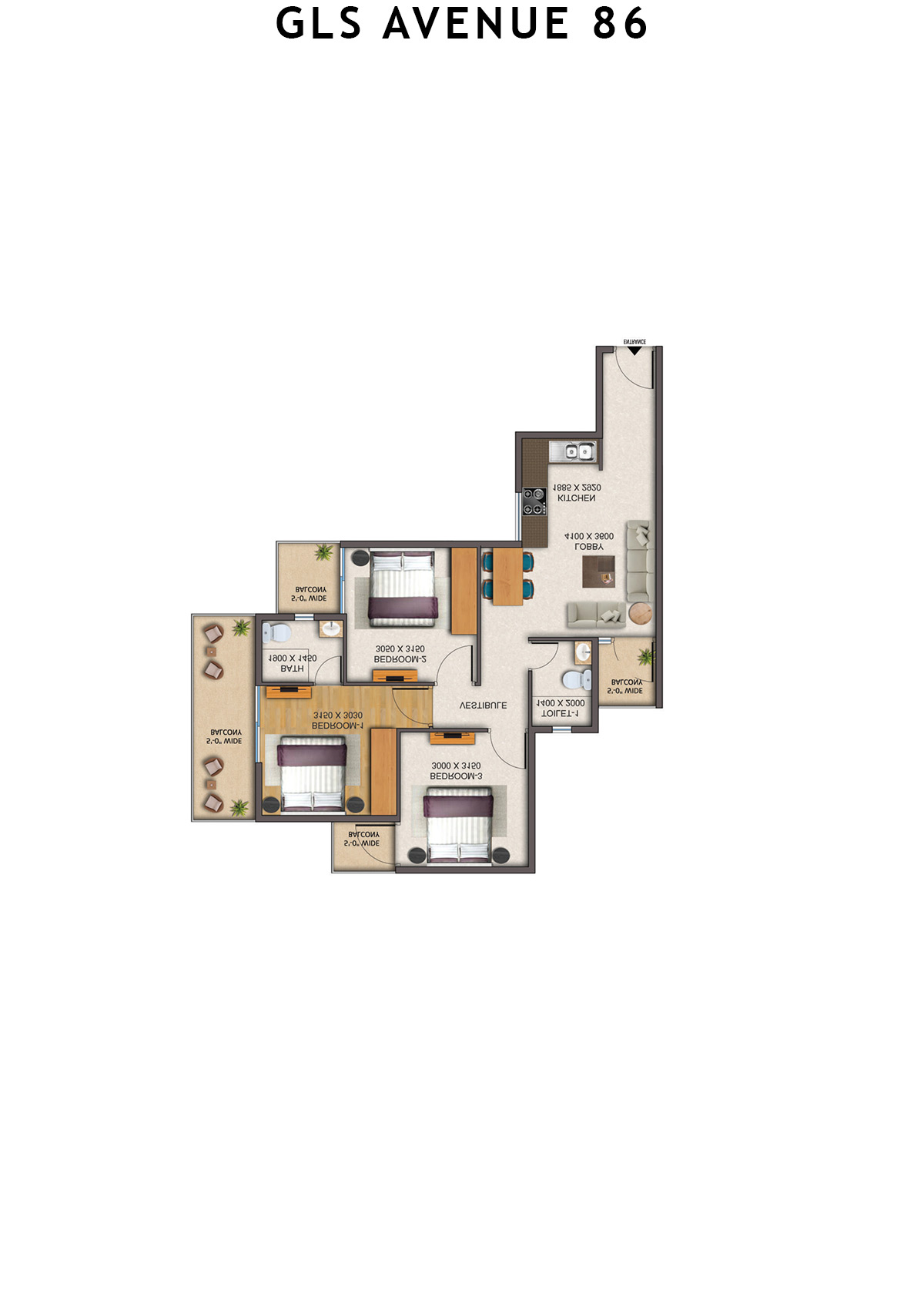 Gls Avenue 86 Tower 8 Unit 6 (Type 1 ) Floor Plan