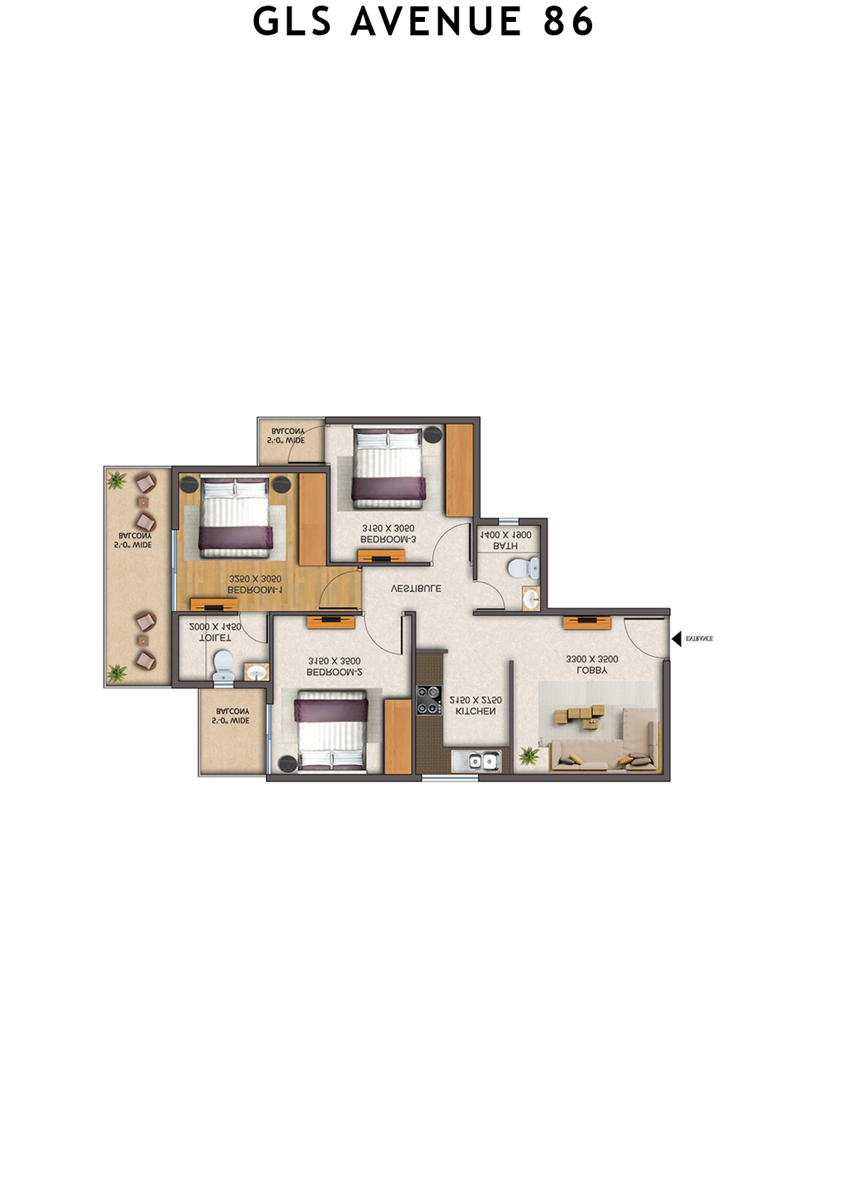 Gls Avenue 86 Tower 8 Unit 7 (Type 2 ) Floor Plan