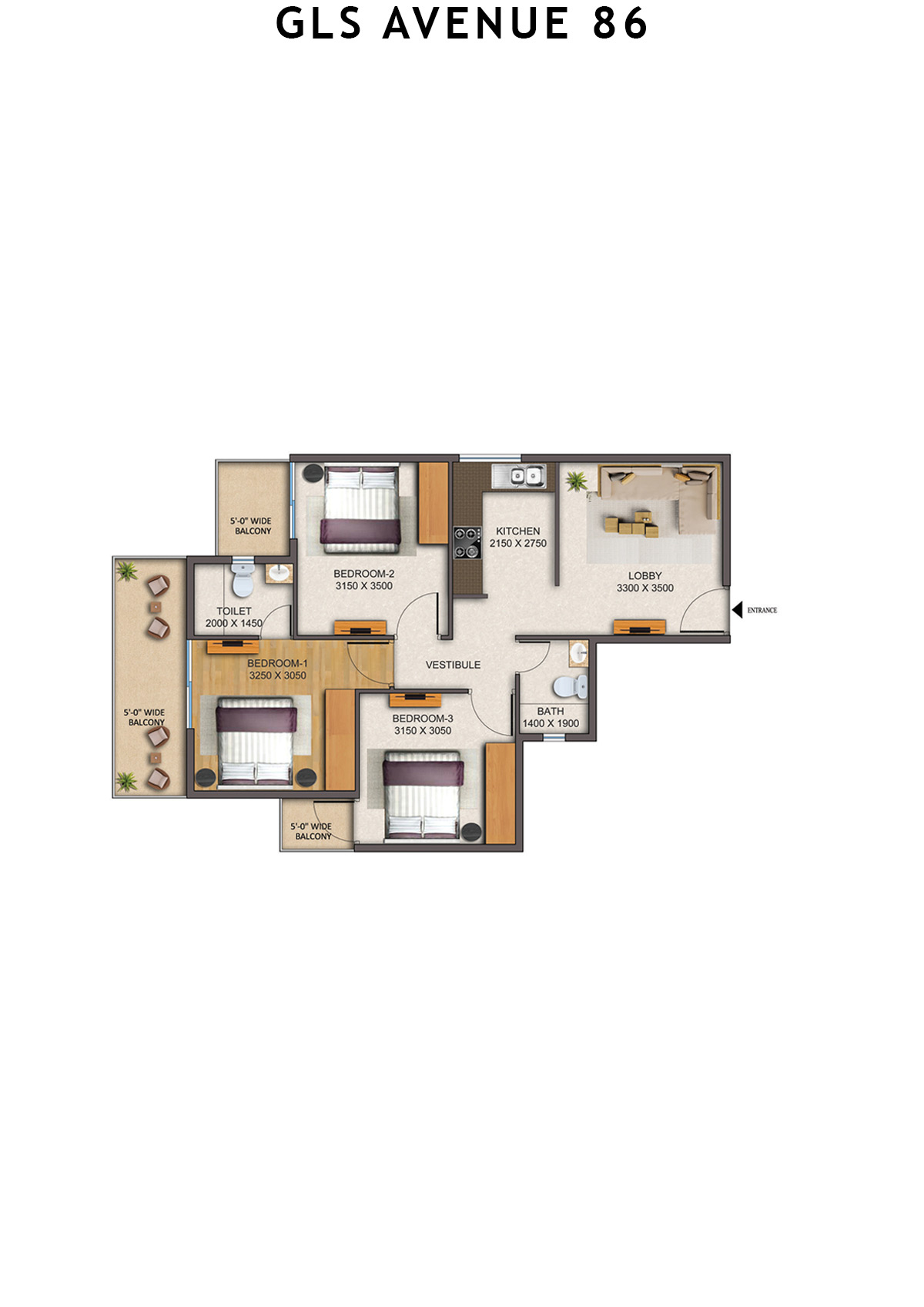 Gls Avenue 86 Tower 8 Unit 8 (Type 2 ) Floor Plan