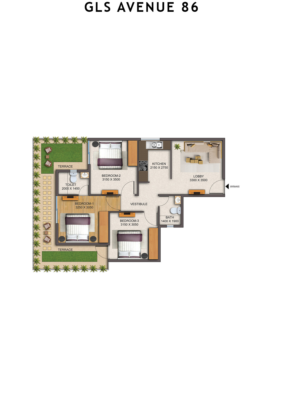 Gls Avenue 86 Tower 8 Unit 8 (Type 2P ) Floor Plan