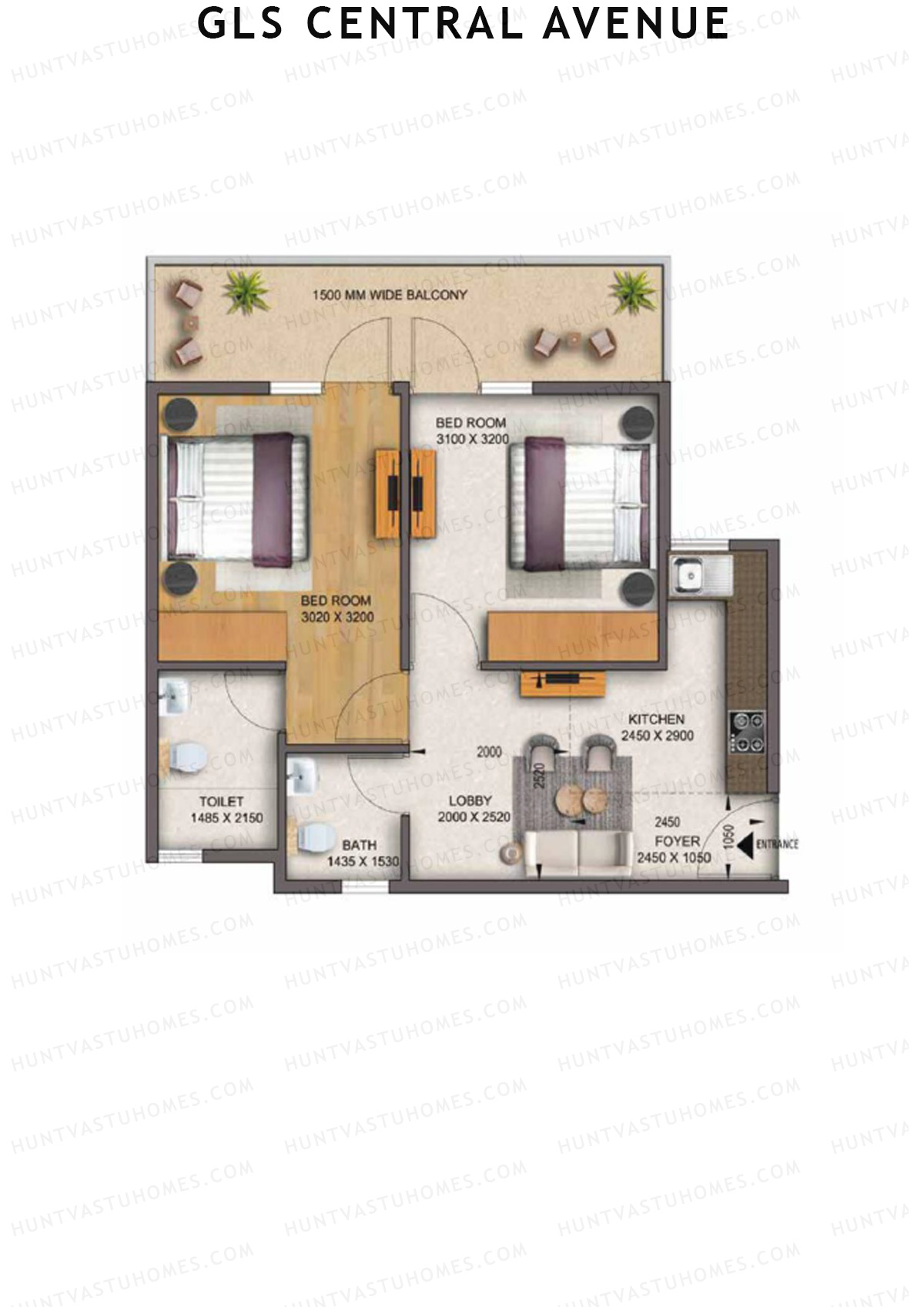 Gls Central Avenue Tower O Unit 1 (Type 3) Floor Plan