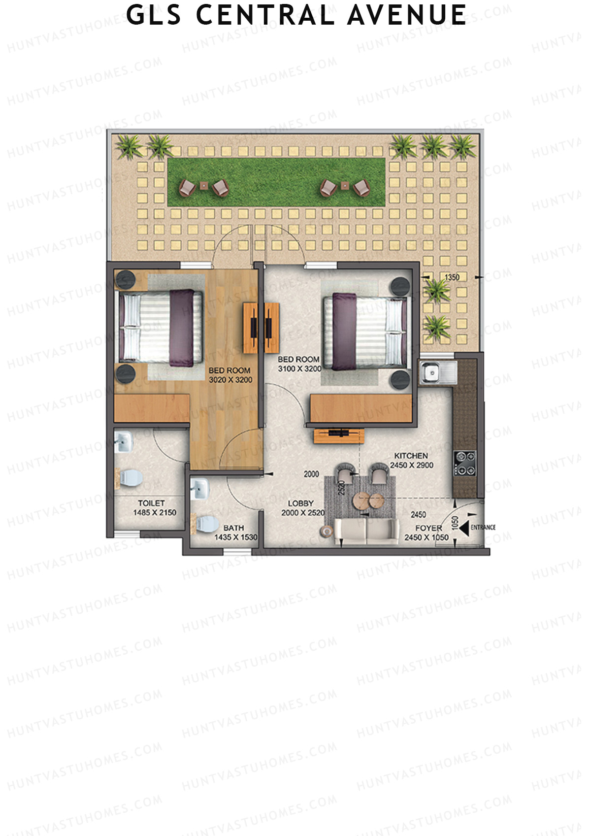 Gls Central Avenue Tower O Unit 1 (Type 3P) Floor Plan