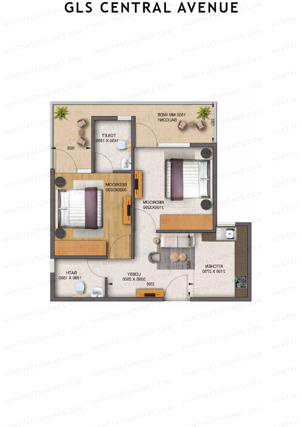 Gls Central Avenue Tower O Unit 2 (Type 4) Floor Plan