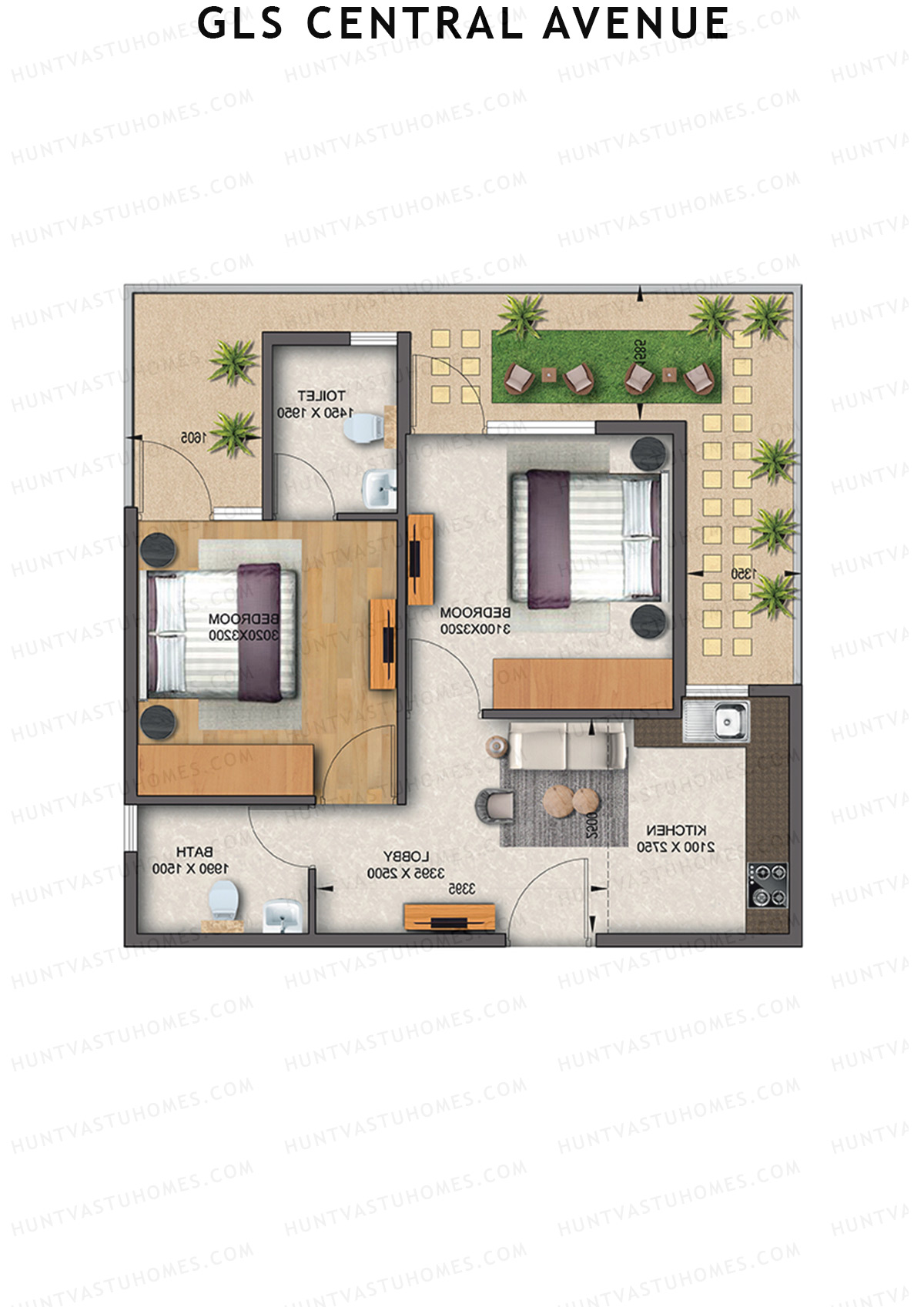 Gls Central Avenue Tower O Unit 2 (Type 4P) Floor Plan