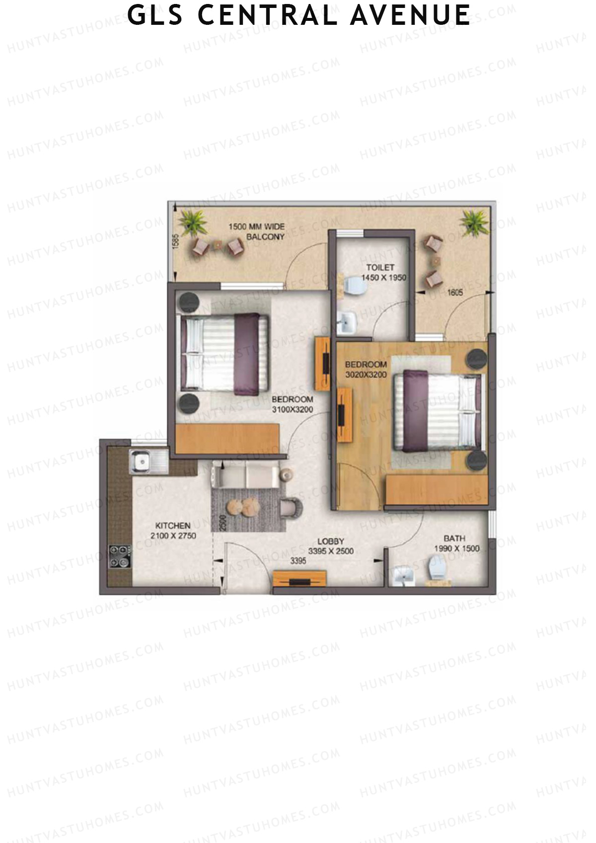 Gls Central Avenue Tower O Unit 3 (Type 4) Floor Plan